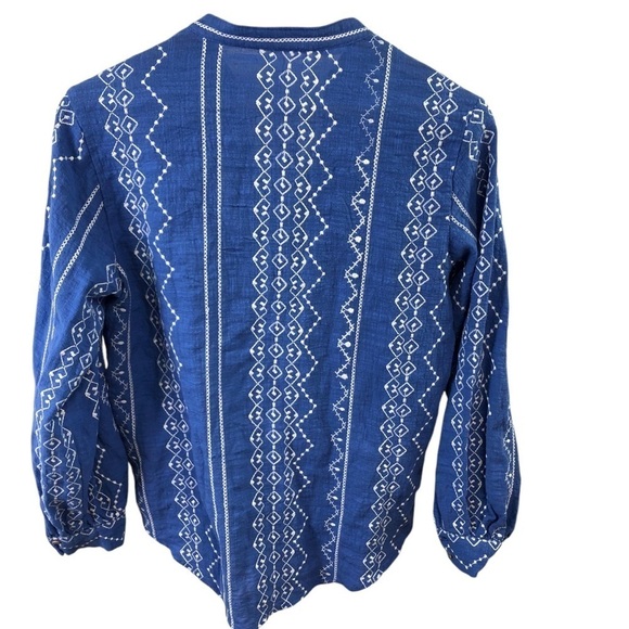 Zara Cotton Embroidered Blouse Top Sz XS Oversized Beach Fisherman Coastal - Picture 5 of 8